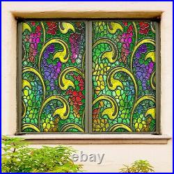Details about   3D Green Window O464 Window Film Print Sticker Cling Stained Glass UV Block Am