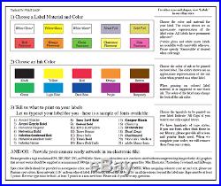 1000 Custom Printed Labels 3-Color 2 x 3.5 Rectangle on White Film, UV Coating