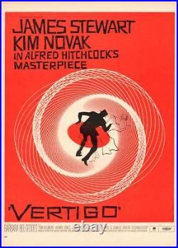 1958 Movie PRINT AD Alfred Hitchcock Vertigo Saul Bass Orange FP Novak Stewart