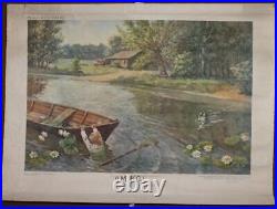 1959 Soviet Russian impressionist river landscape poster canvas print