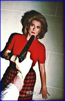 1983 Vintage CATHERINE DENEUVE Film Actress By HELMUT NEWTON Gun Photo Art 12X16