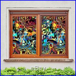 3D Abstract Color O221 Window Film Print Sticker Cling Stained Glass UV Block Am