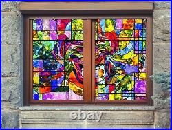 3D Color Art D86 Window Film Print Sticker Cling Stained Glass UV Block Amy