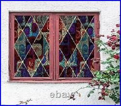 3D Color Artistic B199 Window Film Print Sticker Cling Stained Glass UV Zoe