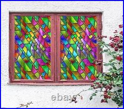 3D Color Block A495 Window Film Print Sticker Cling Stained Glass UV Sinsin