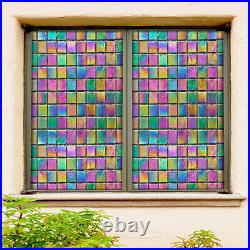 3D Color Block ZHUA751 Window Film Print Sticker Cling Stained Glass UV