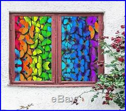 3D Color Butterfl D148 Window Film Print Sticker Cling Stained Glass UV Block An