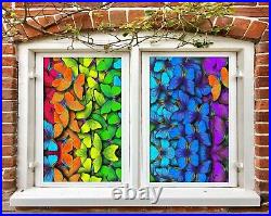 3D Color Butterfly B147 Window Film Print Sticker Cling Stained Glass UV Zoe