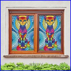 3D Color Cat 1441NAN Window Film Print Sticker Cling Stained Glass UV Block Fay