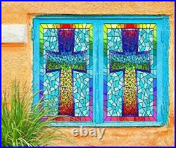 3D Color Cross 390NAO Window Film Print Sticker Cling Stained Glass UV Block Fa