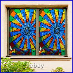 3D Color Disc ZHUB47 Window Film Print Sticker Cling Stained Glass UV Block