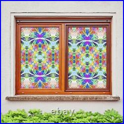 3D Color Flower I89 Window Film Print Sticker Cling Stained Glass UV Block Ang