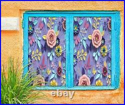 3D Color Flower Leaves A383 Window Film Print Sticker Cling Stained Glass UV Zoe