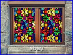 3D Color Flower P247 Window Film Print Sticker Cling Stained Glass UV Block Am