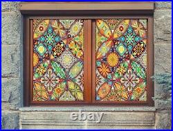 3D Color Flower P314 Window Film Print Sticker Cling Stained Glass UV Block Am