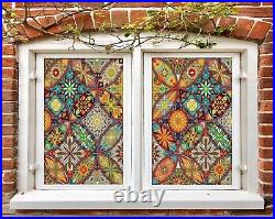 3D Color Flower P579 Window Film Print Sticker Cling Stained Glass UV Block Am