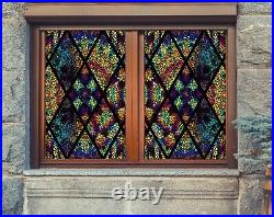 3D Color Fragments R115 Window Film Print Sticker Cling Stained Glass UV Sunday