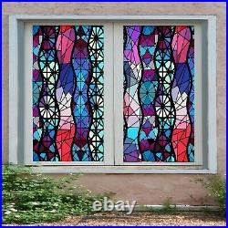 3D Color Geometry R151 Window Film Print Sticker Cling Stained Glass UV Su