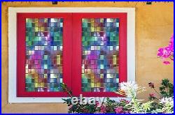 3D Color Grid 906NAN Window Film Print Sticker Cling Stained Glass UV Block Fay