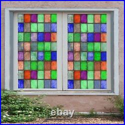 3D Color Grid B8 Window Film Print Sticker Cling Stained Glass UV Block Sin