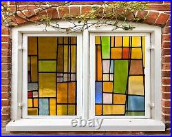 3D Color Grid I5023 Window Film Print Sticker Cling Stained Glass UV Block Amy