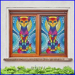 3D Color Kitten A321 Window Film Print Sticker Cling Stained Glass UV Zoe