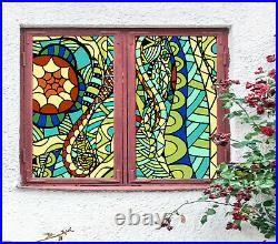 3D Color Lace ZHUB436 Window Film Print Sticker Cling Stained Glass UV Block