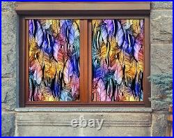 3D Color Leaves P177 Window Film Print Sticker Cling Stained Glass UV Block Su