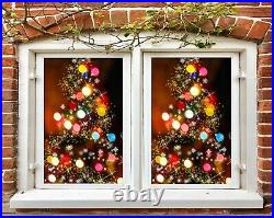 3D Color Light A18 Christmas Window Film Print Sticker Cling Stained Glass Xmas