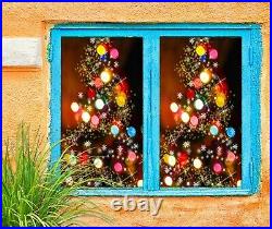 3D Color Light A18 Christmas Window Film Print Sticker Cling Stained Glass Xmas
