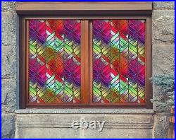 3D Color Line B815 Window Film Print Sticker Cling Stained Glass UV Block Sin