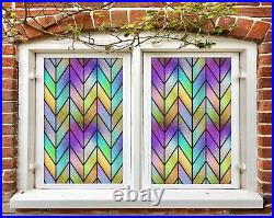 3D Color Lines D314 Window Film Print Sticker Cling Stained Glass UV Block Amy