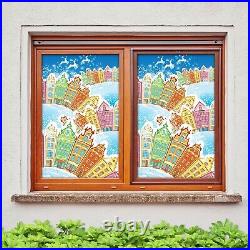 3D Color N537 Christmas Window Film Print Sticker Cling Stained Glass Xmas Fay