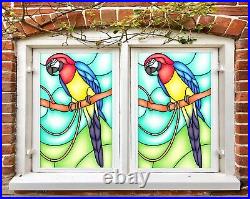 3D Color Parrot N753 Window Film Print Sticker Cling Stained Glass UV Block Fay