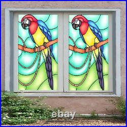 3D Color Parrot N753 Window Film Print Sticker Cling Stained Glass UV Block Fay