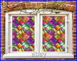 3D Color Pattern A296 Window Film Print Sticker Cling Stained Glass UV Sinsin
