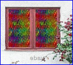 3D Color Pattern A416 Window Film Print Sticker Cling Stained Glass UV Amy
