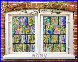 3D Color Pattern A537 Window Film Print Sticker Cling Stained Glass UV Sinsin