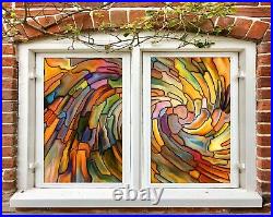 3D Color Pattern A542 Window Film Print Sticker Cling Stained Glass UV Amy