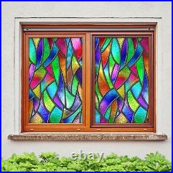 3D Color Pattern D625 Window Film Print Sticker Cling Stained Glass UV Block Amy