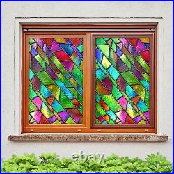 3D Color Pattern D627 Window Film Print Sticker Cling Stained Glass UV Block Amy