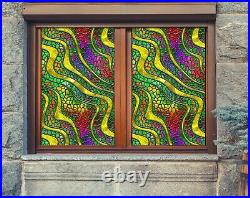 3D Color Pattern I690 Window Film Print Sticker Cling Stained Glass UV Block Amy