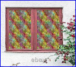 3D Color Pattern ZHUB591 Window Film Print Sticker Cling Stained Glass UV Block