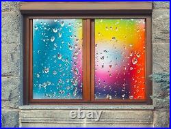 3D Color Rain A553 Window Film Print Sticker Cling Stained Glass UV Amy