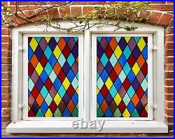 3D Color Rhombus A525 Window Film Print Sticker Cling Stained Glass UV Amy