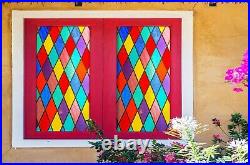 3D Color Rhombus A831 Window Film Print Sticker Cling Stained Glass UV Sinsin