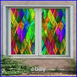 3D Color Rhombus B322 Window Film Print Sticker Cling Stained Glass UV Block Amy