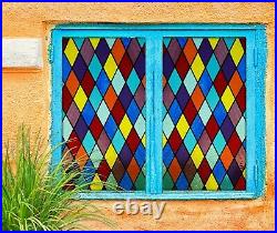 3D Color Rhombus D525 Window Film Print Sticker Cling Stained Glass UV Block Amy
