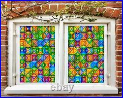 3D Color Rhombus I251 Window Film Print Sticker Cling Stained Glass UV Block Amy