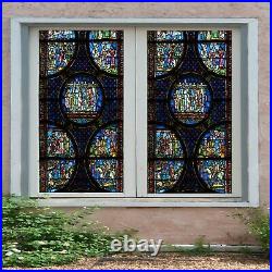 3D Color Round B942 Window Film Print Sticker Cling Stained Glass UV Block Zoe